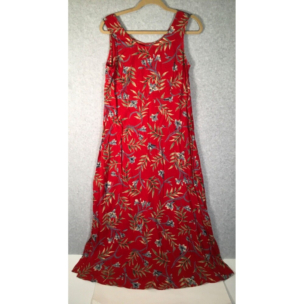 Vintage Rabbit Rabbit Rabbit Red Floral  Layered Lightweight Maxidress Size 10M - Picture 5 of 16